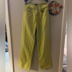 BDG (Urban Outfitters) Lime Green Wide Leg Jeans